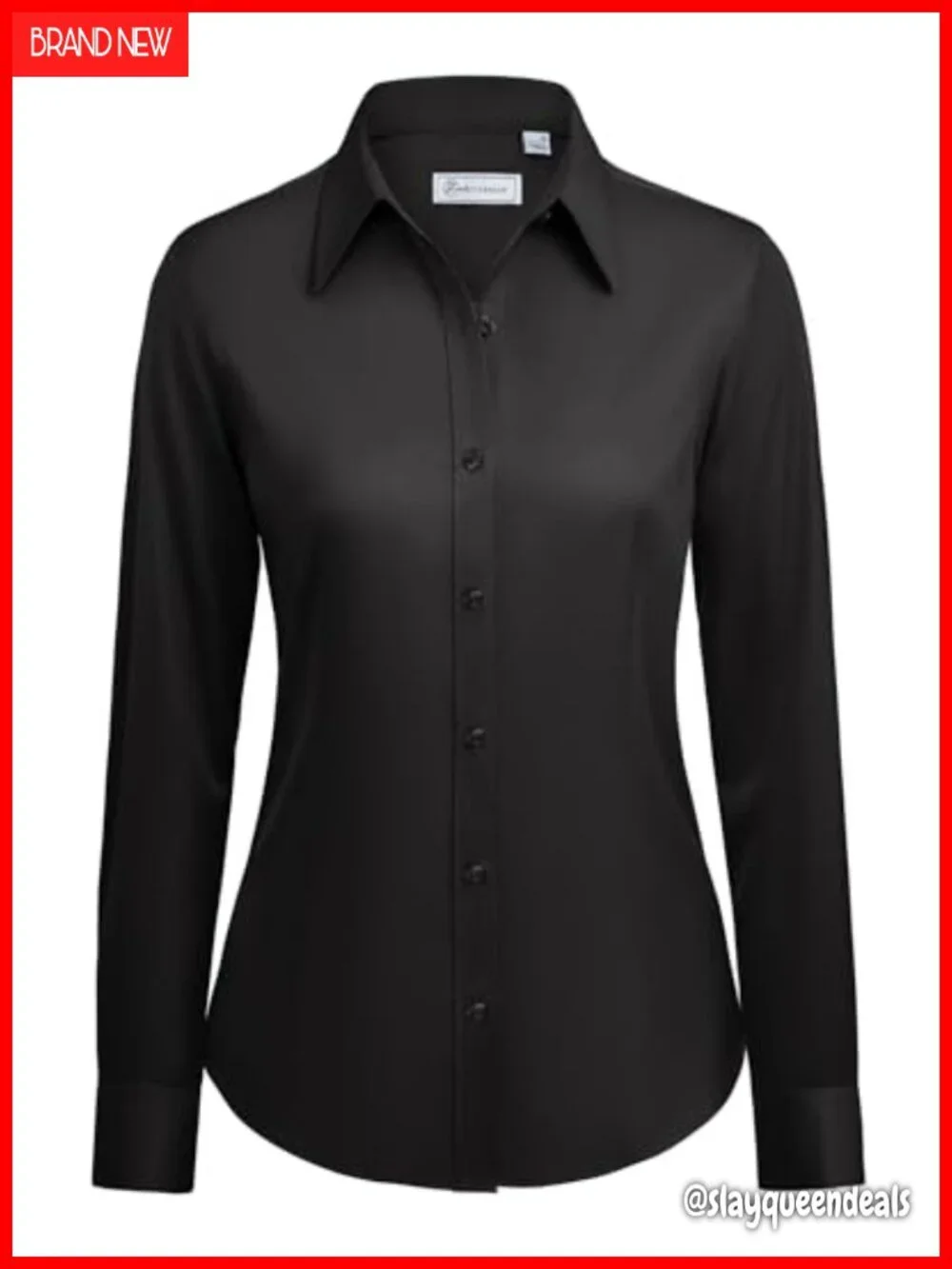 Women's Cotton Blend Button Down Shirt, Long Sleeve, Wrinkle Free, Office